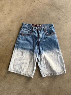 Vintage Rebirth Y2K Baggy Dip Dye Ombre Denim Jorts Size 34